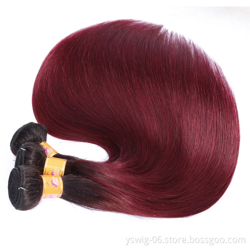 XCCOCO 10-28 Inches Wine Colored Weave Hair, Ombre Colored Hair Weave, Wholesale Malaysian Colored Two Tone Hair Weave